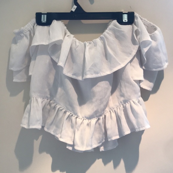 Off the shoulder cropped short sleeve blouse - Picture 4 of 6